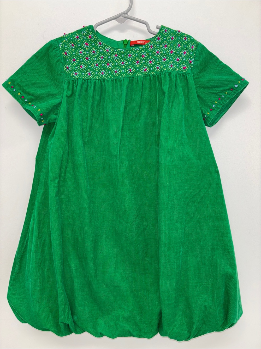 Oliliy Green Embroidered Boho Dress fine cord corduroy 128/8